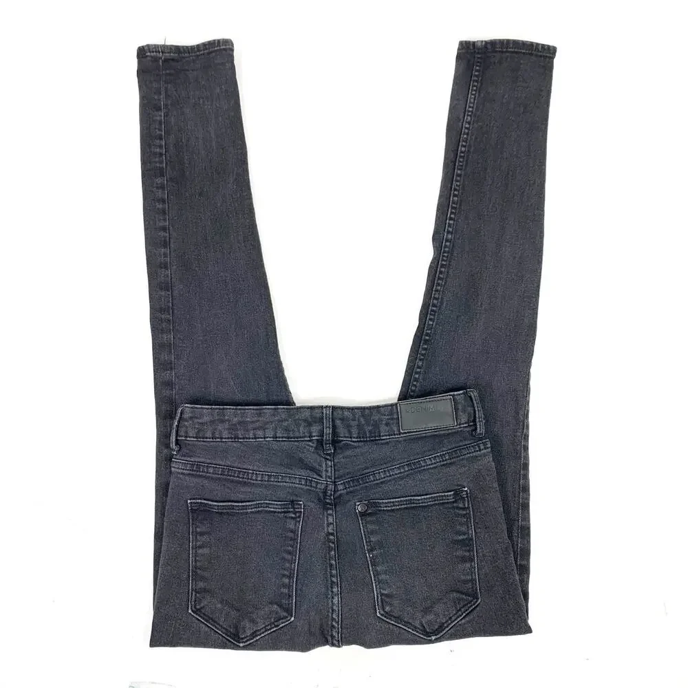 H&M Conscious High-Waist Skinny Jeans Washed Black Denim 29 x 30 Stretch